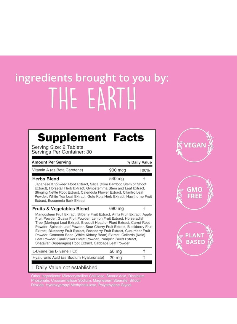 HAPPY HEALTHY HIPPIE - Vegan Collagen Builder with Hyaluronic Acid Hair Skin and Nails Vitamins 60 Ct 30 Servings - Image 1
