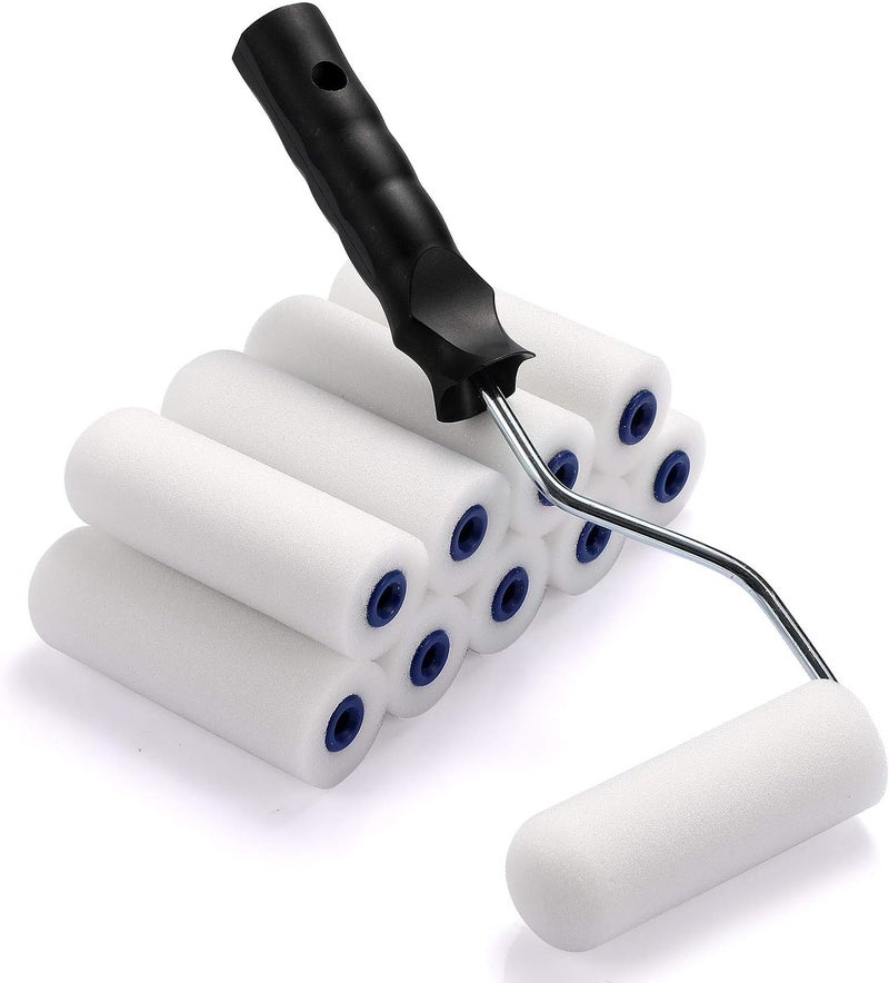 NANJA 4 inch Paint Roller Covers,Foam Refill for Paint Rollers,Naps for Paint Roller Brush, Small Roller Nap with High Density Sponge Paint Roller Sleeve Replacements(10 Pieces) - Image 5