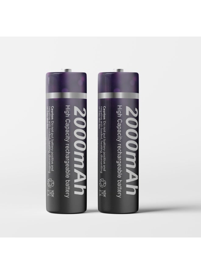 بيستون بطاريات BESTON AA قابلة لإعادة الشحن Ni-MH بسعة عالية 2000 مللي أمبير/ساعة، 1.2 فولت، جاهزة للاستخدام، عبوة من قطعتين. - Image 2