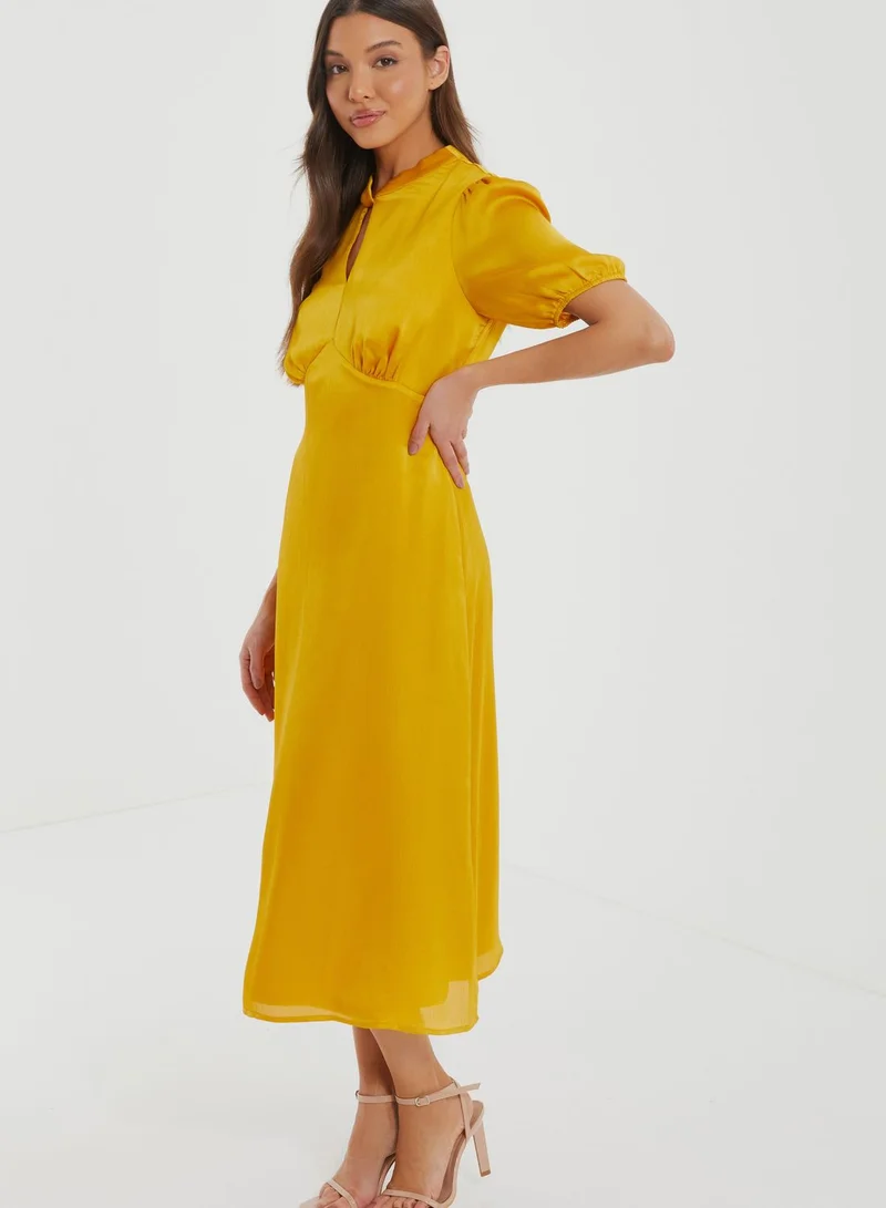 QUIZ High Neck Puff Sleeve Dress