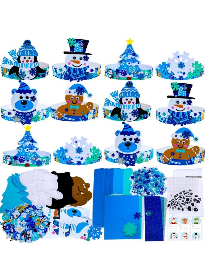 Winlyn Winter Craft Kits: Christmas DIY Holiday Headbands - Snowflake, Snowman, Penguin Foam Stickers - Kids Art & Party Favors - Image 1