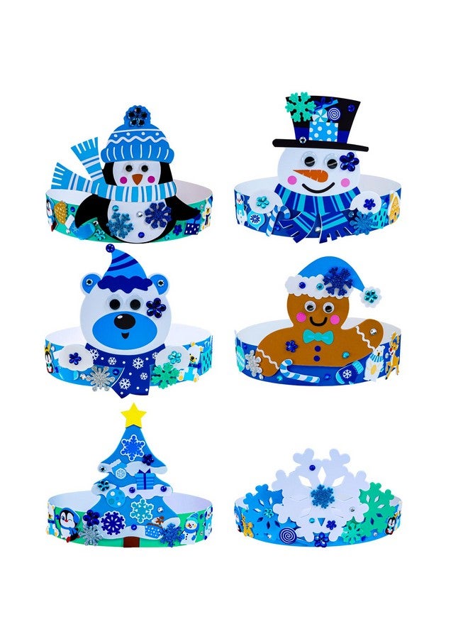 Winlyn Winter Craft Kits: Christmas DIY Holiday Headbands - Snowflake, Snowman, Penguin Foam Stickers - Kids Art & Party Favors - Image 2