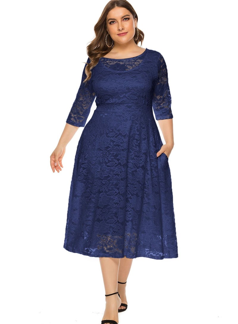 Loquat Women's Large Hollow Lace Pocket Dress  - Image 3