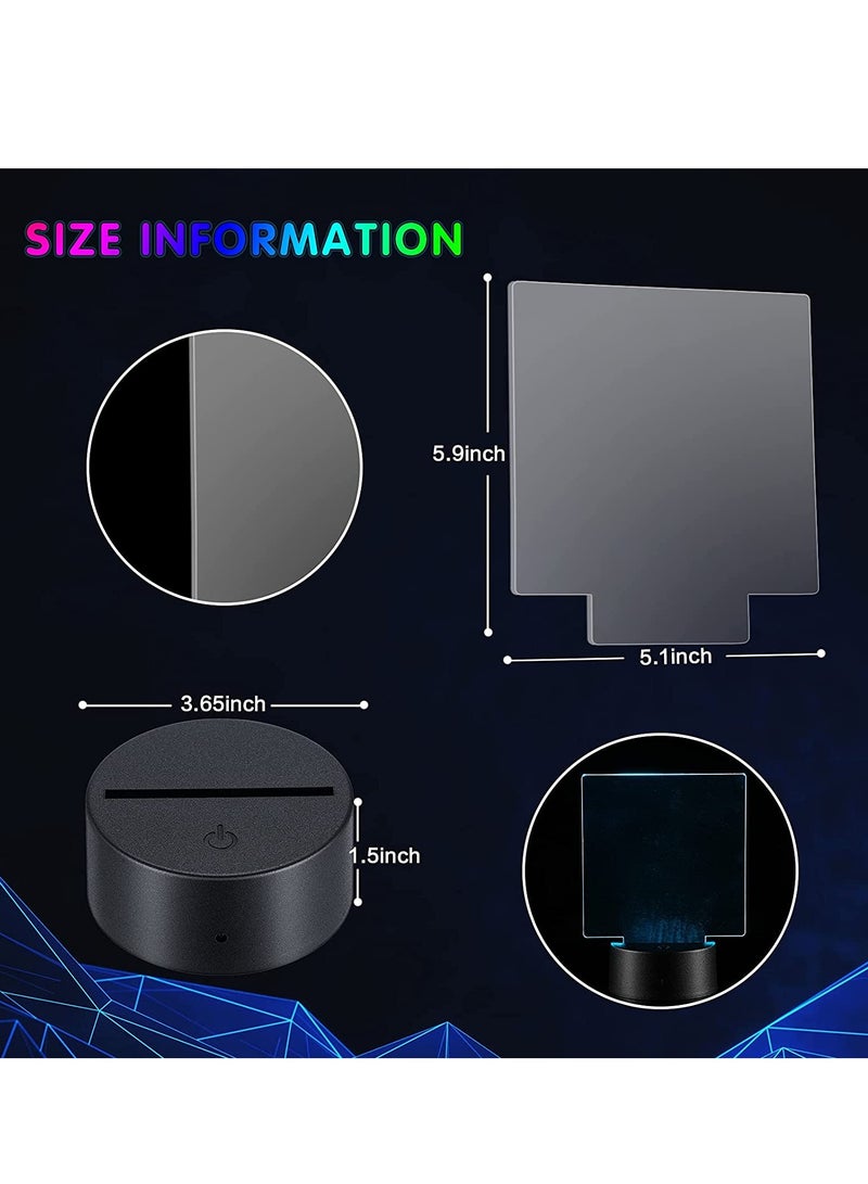 3D Night LED Light Lamp Base with 4 Pieces Clear Acrylic Sheets 4 Pieces Remote Controls and 4 Pieces Charging Cables Adjustable 16 Colors 4 Modes for Child Room Bar 4 Set (Square Style)