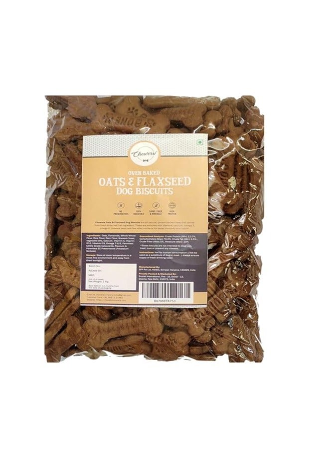 Chewers Oven Baked Multigrain Dog Biscuits with Flaxseed & Oats, Dog Treat 1 Kg