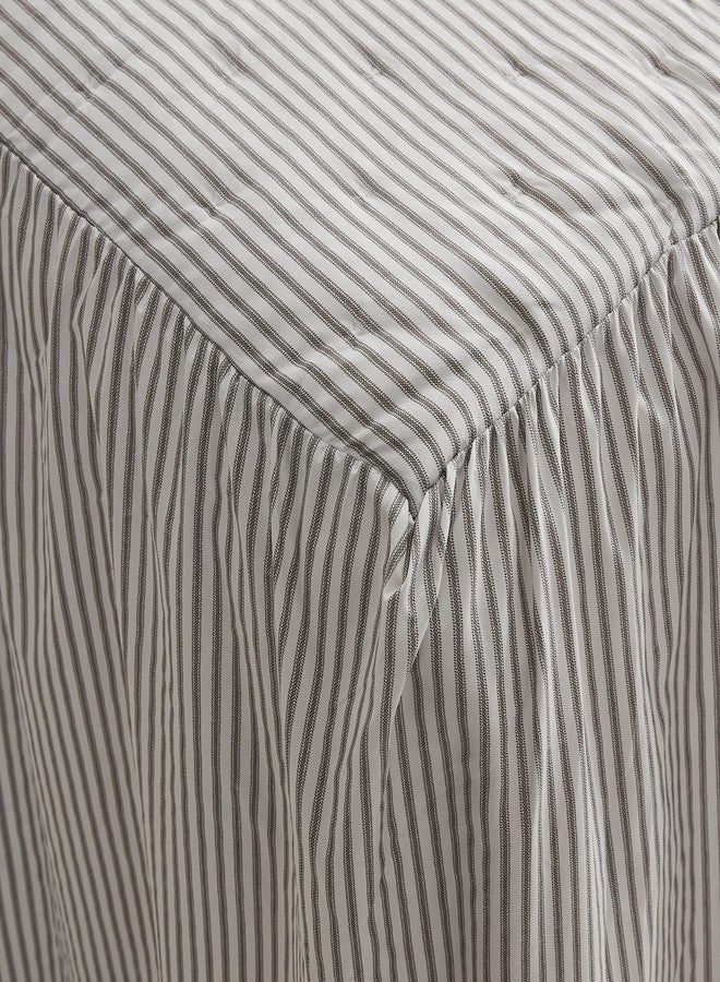 CHIXIN Ticking Stripe Ruffle Skirt Bedspread King Size - 30" Long Drop, Shabby Chic Style, Lightweight Bedding Cover, 3 Piece Set, Light Grey - Image 4