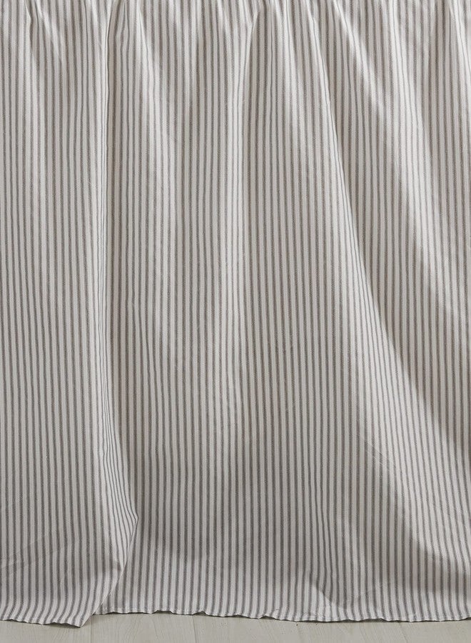 CHIXIN Ticking Stripe Ruffle Skirt Bedspread King Size - 30" Long Drop, Shabby Chic Style, Lightweight Bedding Cover, 3 Piece Set, Light Grey - Image 5