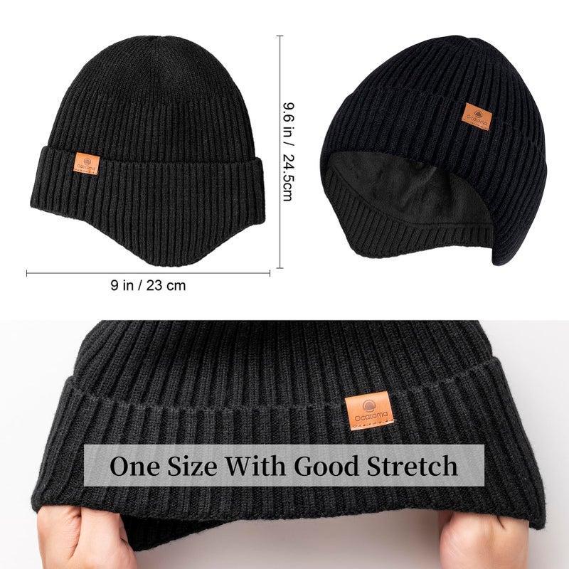 Ocatoma Winter Beanie with Earflap for Men Women Warm Knit Soft Hat Outdoor Beanie Unisex Gifts for Men Women Grey - Image 3