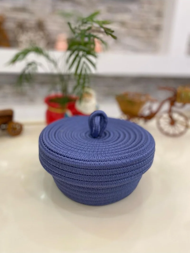 بدز ديري Bdz Leather Jute Wicker Basket Covered Organizer