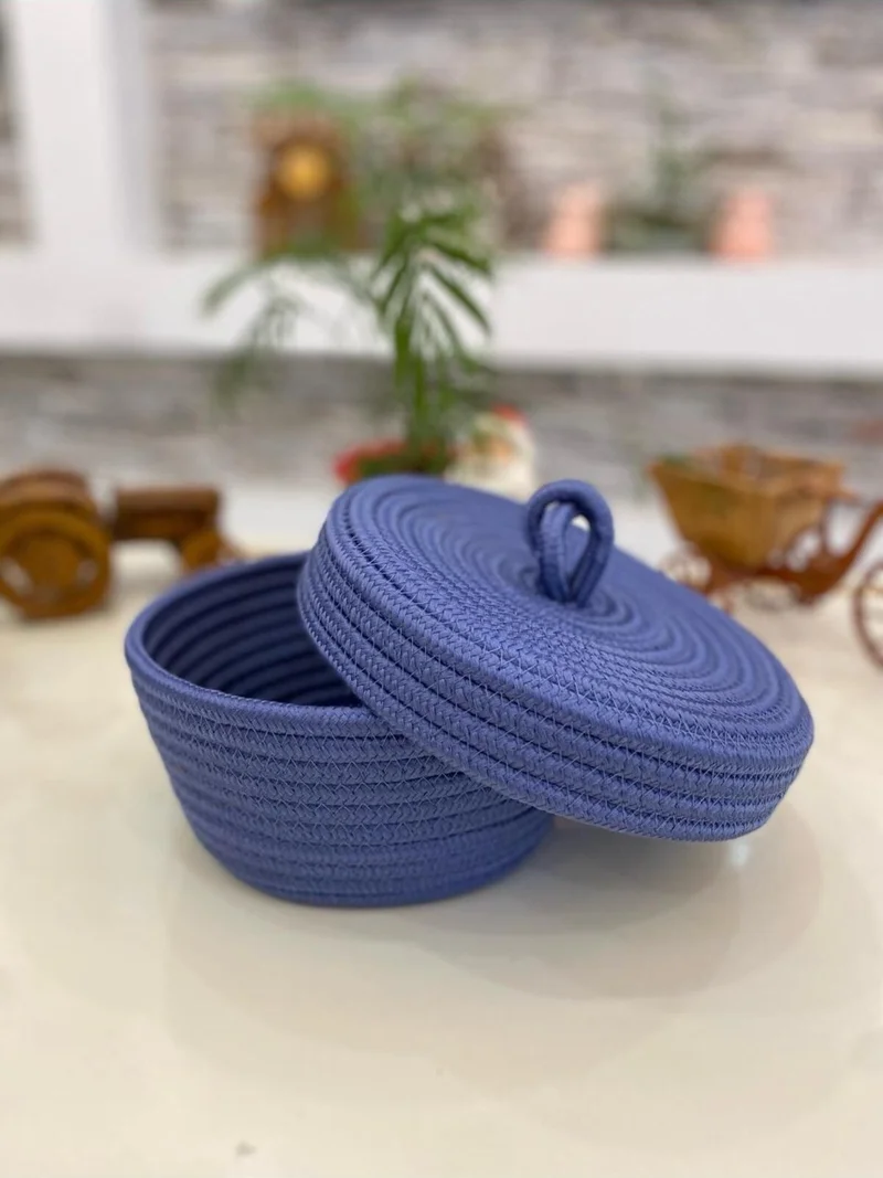 بدز ديري Bdz Leather Jute Wicker Basket Covered Organizer