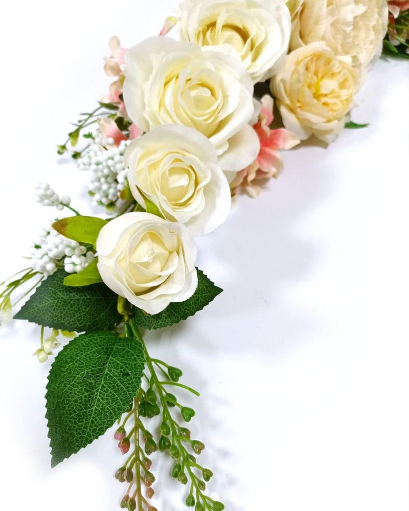 OrgMemory Arch Flowers, Artificial Floral Swags, 20" Length in Bent, Decorative Swag, Artificial Flower Swag for Door Party Wall Home Decor (Champagne) - Image 4
