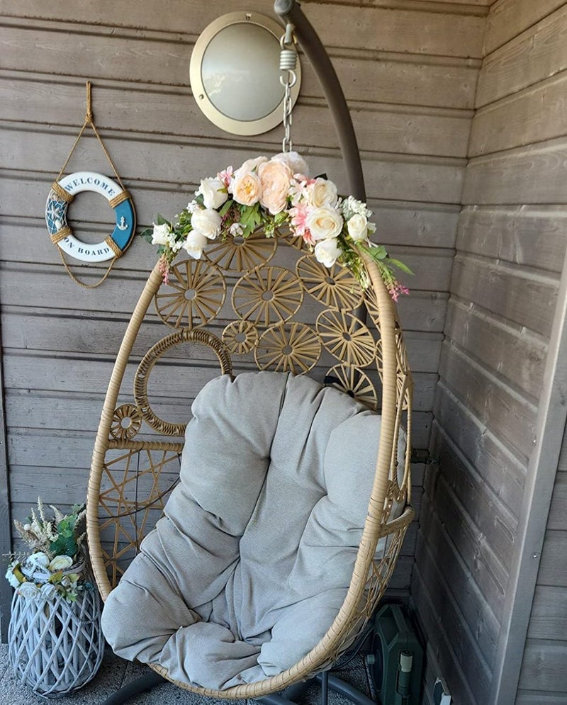 OrgMemory Arch Flowers, Artificial Floral Swags, 20" Length in Bent, Decorative Swag, Artificial Flower Swag for Door Party Wall Home Decor (Champagne) - Image 5