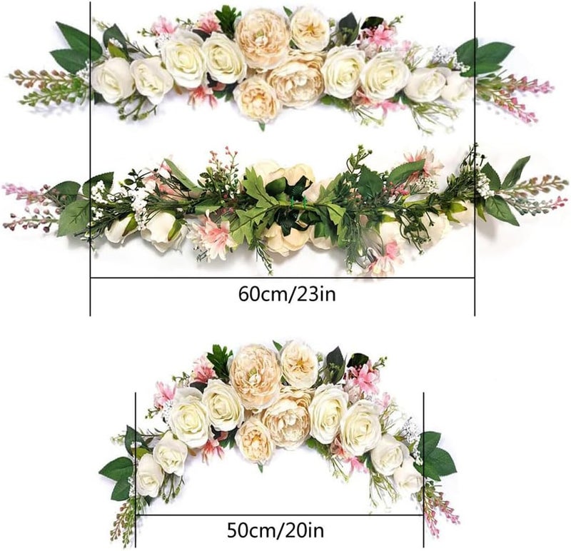 OrgMemory Arch Flowers, Artificial Floral Swags, 20" Length in Bent, Decorative Swag, Artificial Flower Swag for Door Party Wall Home Decor (Champagne) - Image 2