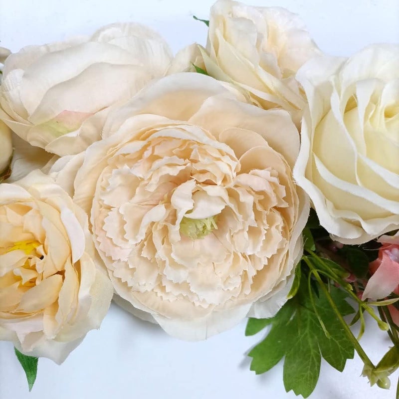 OrgMemory Arch Flowers, Artificial Floral Swags, 20" Length in Bent, Decorative Swag, Artificial Flower Swag for Door Party Wall Home Decor (Champagne) - Image 3