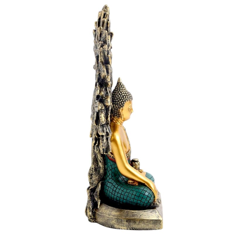 Karigaari India Handcrafted Buddha Showpiece with Bodhi Tree for Home Decor Meditation Buddha Idol with Antique Finish Peaceful Buddha Bust Sculpture for Pooja Room Office and Gift - Image 5