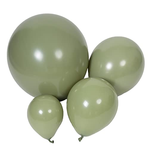 DECGOL 100pcs Sage Green Balloons 18 inch +12 inch +10 inch +5 inch Party Eucalyptus Olive Green Birthday Balloon Baby Shower Wedding Balloons - Image 1