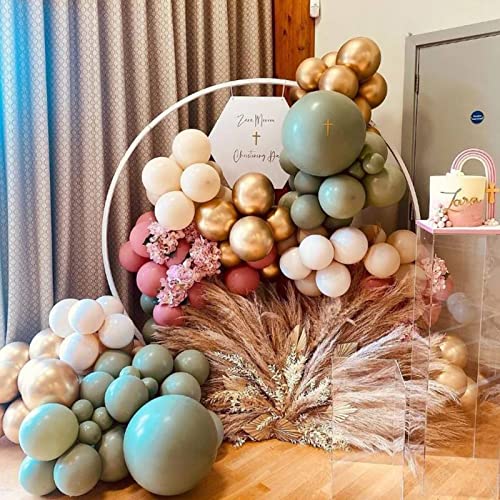 DECGOL 100pcs Sage Green Balloons 18 inch +12 inch +10 inch +5 inch Party Eucalyptus Olive Green Birthday Balloon Baby Shower Wedding Balloons - Image 5