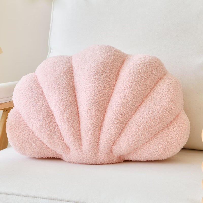 Lfsaaj Pink Seashell Throw Pillows Shell Shaped Throw Pillows 13 Inch Soft Home Decorative Pillow Plush Cushion for Bed Couch Living Sofa Room Decor Accent Throw Pillow