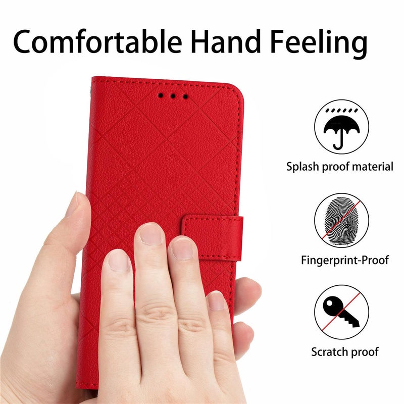 erorex For Tecno Pova Curve 5G Rhombic Grid Texture Leather Phone Case(Red) - Image 5