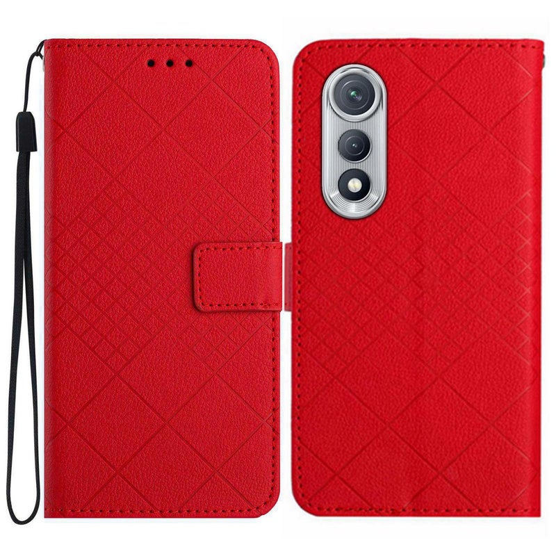 erorex For Tecno Pova Curve 5G Rhombic Grid Texture Leather Phone Case(Red) - Image 1