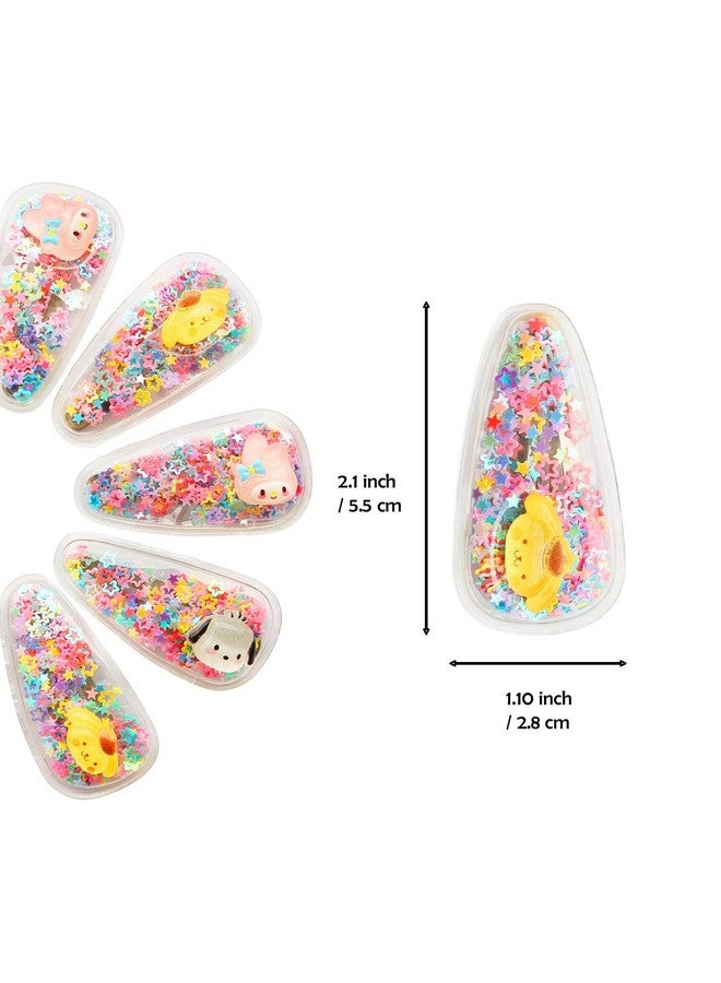 ANNACREATIONS ANNA CREATIONS Plastic Metal Sequins Transparent Hair Clips for Girls Glitter Snap Hair Clips Toddler Hairclips Fruit Cartoon Animal Hairclip Hair Accessories Multicolor (Pack of 10) (Style 3) - Image 3