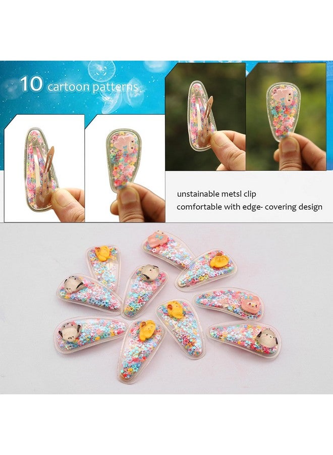 ANNACREATIONS ANNA CREATIONS Plastic Metal Sequins Transparent Hair Clips for Girls Glitter Snap Hair Clips Toddler Hairclips Fruit Cartoon Animal Hairclip Hair Accessories Multicolor (Pack of 10) (Style 3) - Image 4