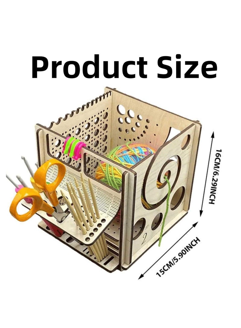 KASTWAVE All-in-one Wooden Yarn Bowl, Wooden Yarn Bowl Knitting Bowl, Knitting Bag Yarn Storage, Handmade Yarn Tool Holder, Crocheting Accessories, Knitting Bowls for Knitters Great Gift for Crochet Lovers - Image 2