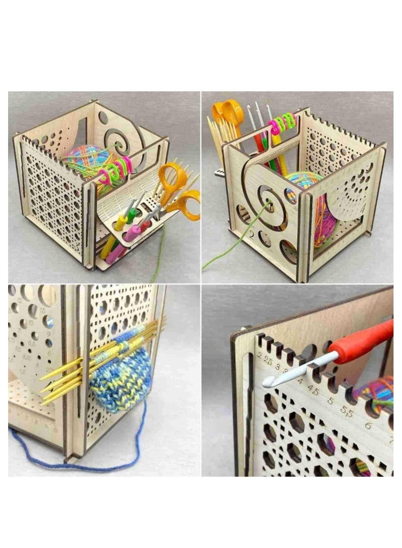 KASTWAVE All-in-one Wooden Yarn Bowl, Wooden Yarn Bowl Knitting Bowl, Knitting Bag Yarn Storage, Handmade Yarn Tool Holder, Crocheting Accessories, Knitting Bowls for Knitters Great Gift for Crochet Lovers - Image 4