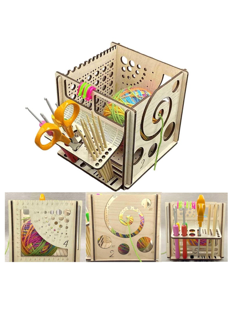 KASTWAVE All-in-one Wooden Yarn Bowl, Wooden Yarn Bowl Knitting Bowl, Knitting Bag Yarn Storage, Handmade Yarn Tool Holder, Crocheting Accessories, Knitting Bowls for Knitters Great Gift for Crochet Lovers - Image 5