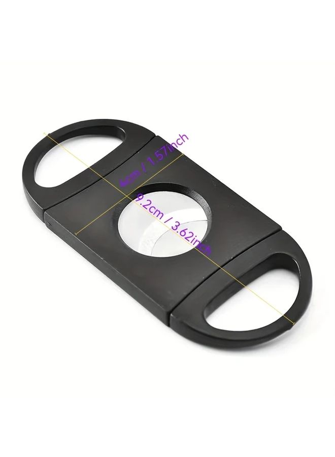 Black Stainless Steel Cigar Cutter Guillotine Sharp Blade Lock One Hand Operation - Image 3