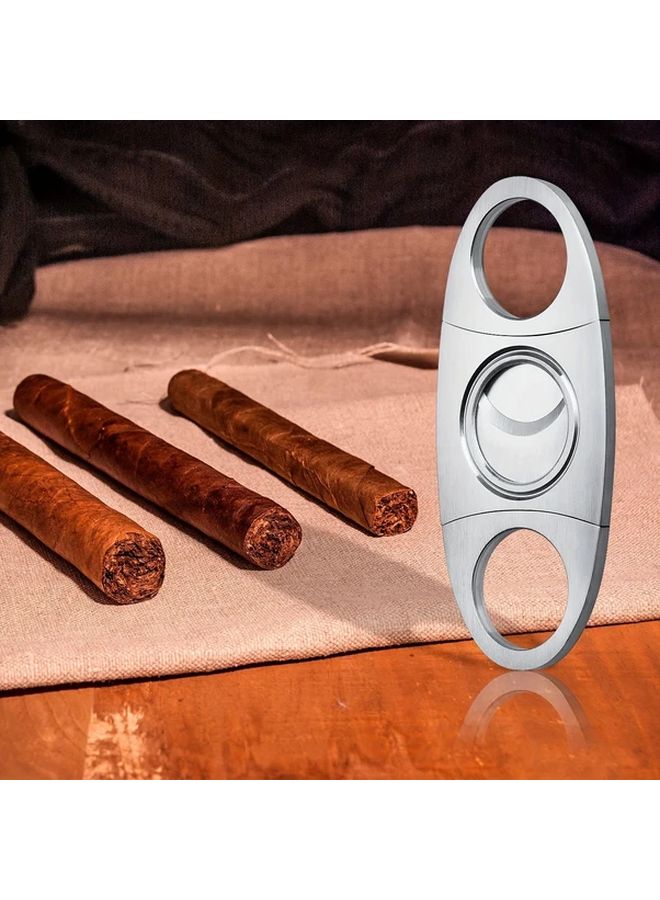 Black Stainless Steel Cigar Cutter Guillotine Sharp Blade Lock One Hand Operation - Image 5