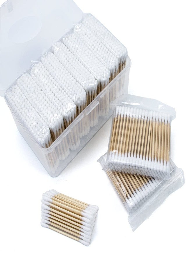 Bcowos Cotton Swabs with Wooden Sticks, Cotton Swabs for Ears Cleaning, 1000 Count - Image 1