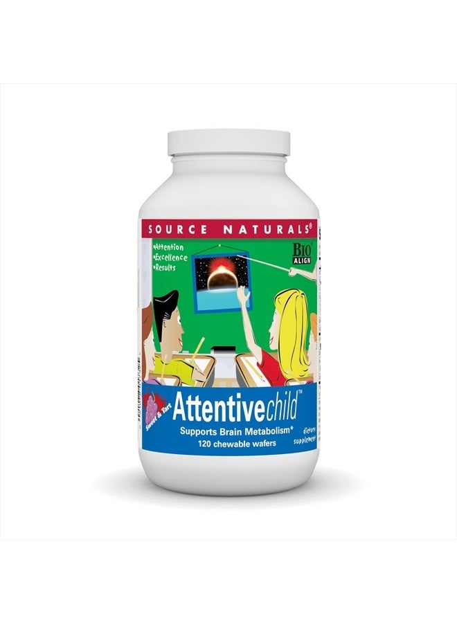 Source Naturals Attentive Child Chewable Wafers for Brain Metabolism Support - 120 Fruit Wafers - Image 1