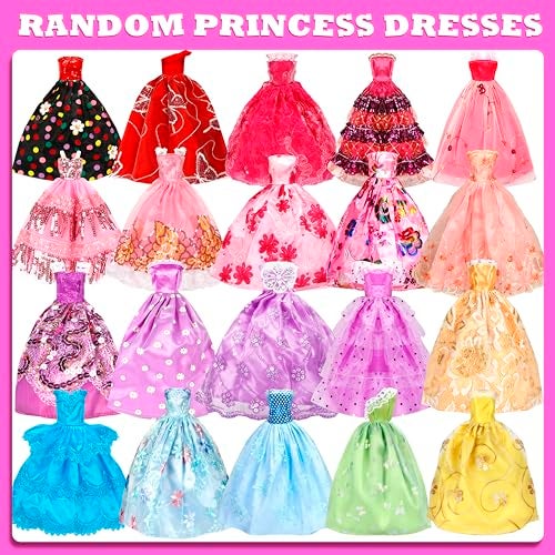 Bymore 71 Pcs Doll Clothes and Accessories, 5 Wedding Gowns 9 Fashion Dresses 3 Tops 3 Pants 3 Bikini Swimsuits 20 Shoes for 11.5 inch Doll Christmas Stocking Stuffers Girls Gift Age 5-7 8-10 - Image 2