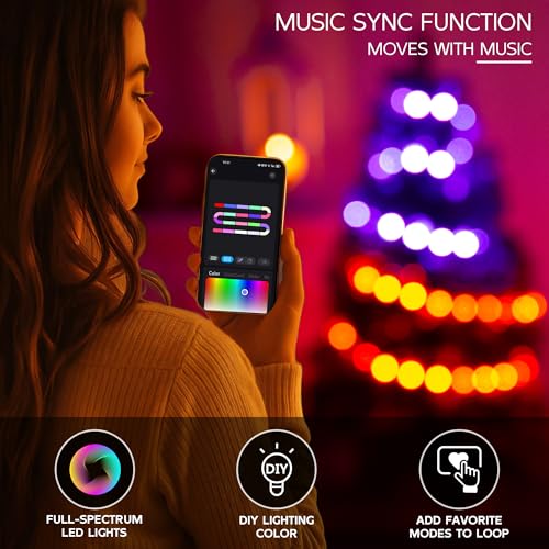 ELAMAS Purple 3ft Halloween Tree with Lights, Christmas 36inch Artificial Small Tree Mini Table Top Decorations, Xmas Desk Tree with 80 Color Lights, 200 Branch, Holiday Decor for Home,Indoor Office Tabletop - Image 3