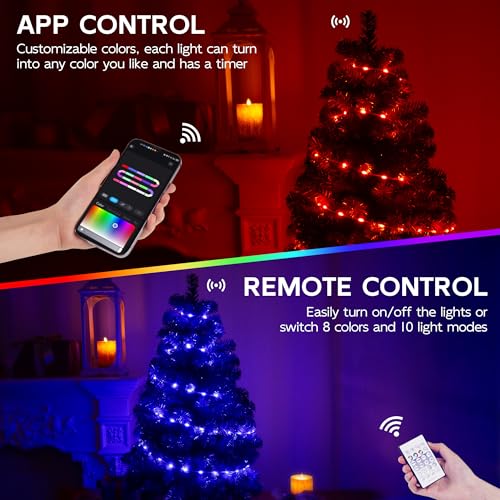 ELAMAS Purple 3ft Halloween Tree with Lights, Christmas 36inch Artificial Small Tree Mini Table Top Decorations, Xmas Desk Tree with 80 Color Lights, 200 Branch, Holiday Decor for Home,Indoor Office Tabletop - Image 4