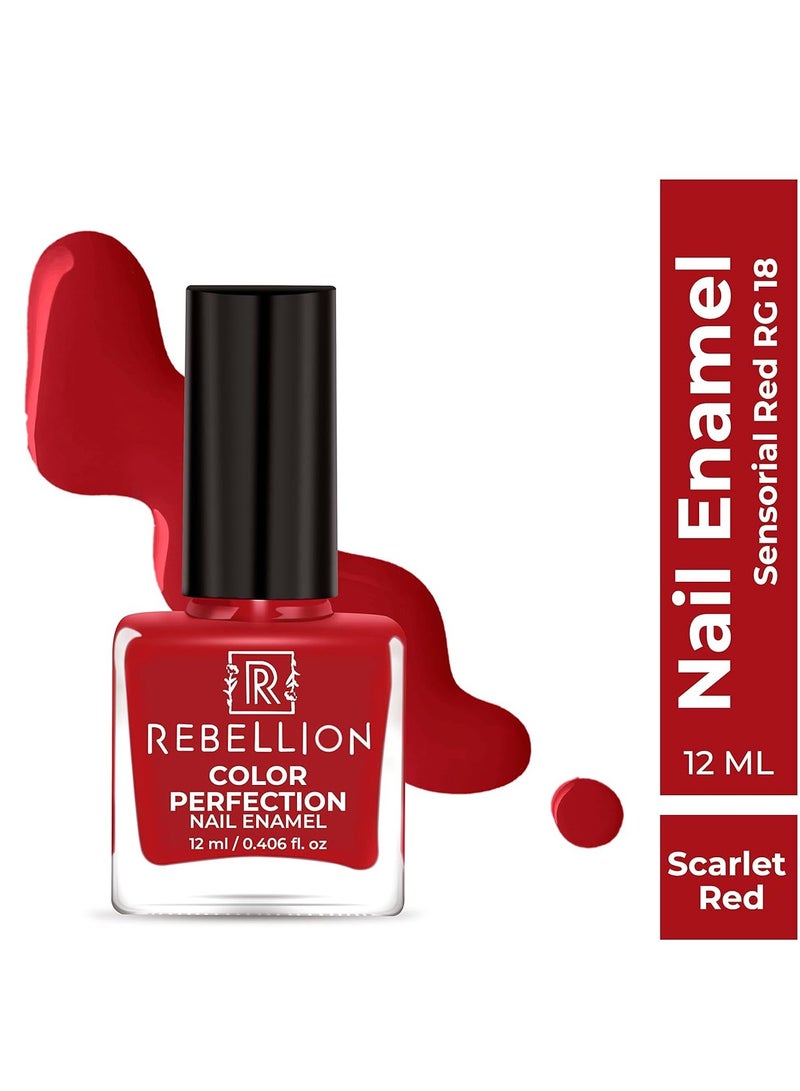 Rebellion Color Perfection Nail Enamel 12ml Scarlet red Sensorial Red RG18 - Image 2
