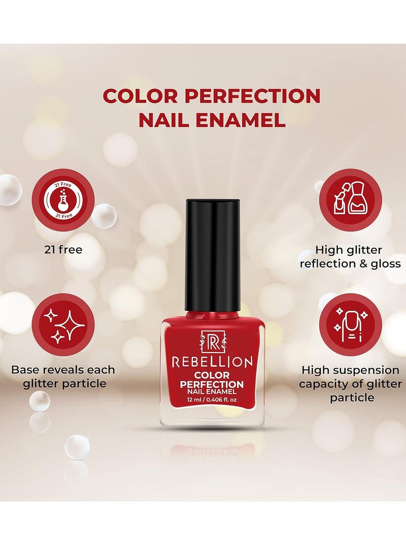 Rebellion Color Perfection Nail Enamel 12ml Scarlet red Sensorial Red RG18 - Image 4
