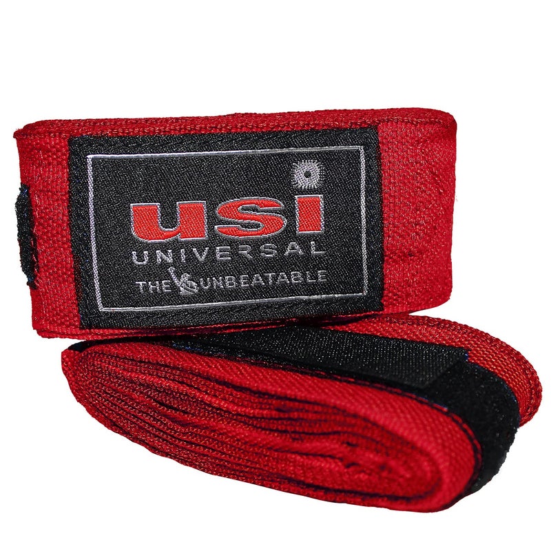 USI Boxing Hand Wraps 2.75m (108”) – Cotton MMA Inner Wraps with Hook & Loop Closure for Boxing, Muay Thai & Training (Red, 1 Pair) - Image 1