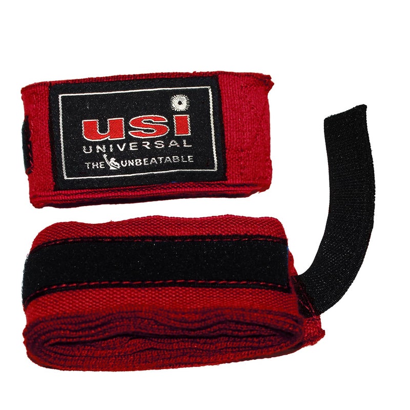USI Boxing Hand Wraps 2.75m (108”) – Cotton MMA Inner Wraps with Hook & Loop Closure for Boxing, Muay Thai & Training (Red, 1 Pair) - Image 2