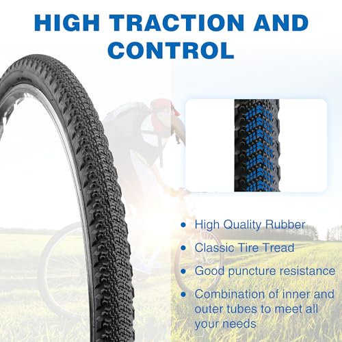 WEEROCK Two Pack 700C Road Bike Tire 700 X 42C Gravel Bicycle Tire with 2 Pack Inner Tubes 45mm Presta Valve, Black - Image 4