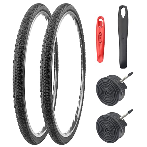WEEROCK Two Pack 700C Road Bike Tire 700 X 42C Gravel Bicycle Tire with 2 Pack Inner Tubes 45mm Presta Valve, Black - Image 1