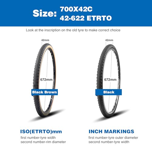 WEEROCK Two Pack 700C Road Bike Tire 700 X 42C Gravel Bicycle Tire with 2 Pack Inner Tubes 45mm Presta Valve, Black - Image 3