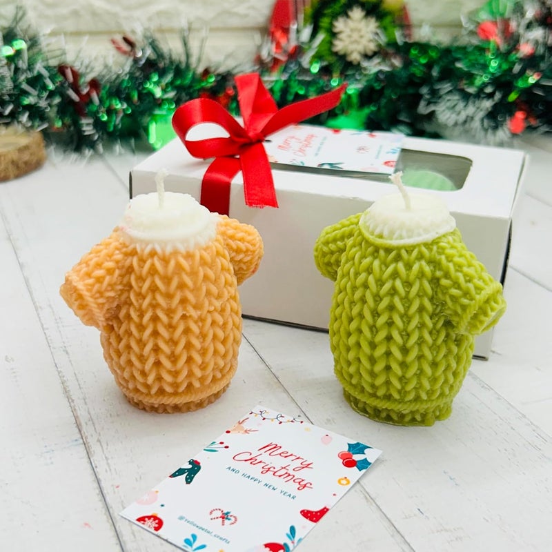 Yellow Petal Yellow Petal Jersey Christmas Candle xmas New Year Gift 100 Soy Scented Candle 55 GMS Each 2 Candles Beige Olive Green