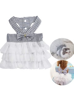 Excefore Pet Dog Dresses Striped Mesh Puppy Dog Vest Tutu Princess Dress Skirt with Bowknot for Small Breed Dogs Cats Doggy Apparel Supplies (Medium)  - Image 1