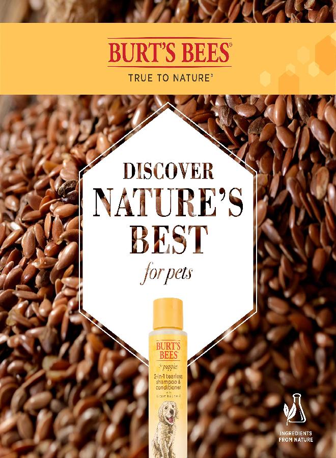 Burt's Bees Burt's Bees for Pets Puppies Natural Tearless 2 in 1 Shampoo and Conditioner | Made with Buttermilk and Linseed Oil | Best Tearless Puppy Shampoo for Gentle Skin and Coat | Made in USA, 16 Oz  - Image 3