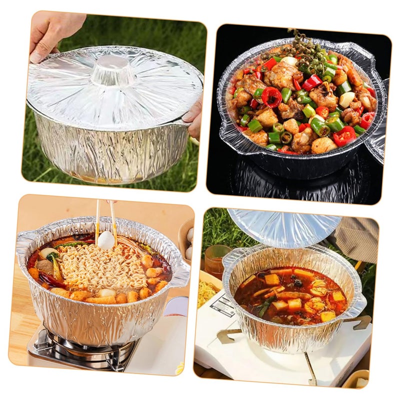 8 Pcs Aluminum Foil Pans With Lids Reusable Portable Cookware For Camping Baking Cooking - Image 4