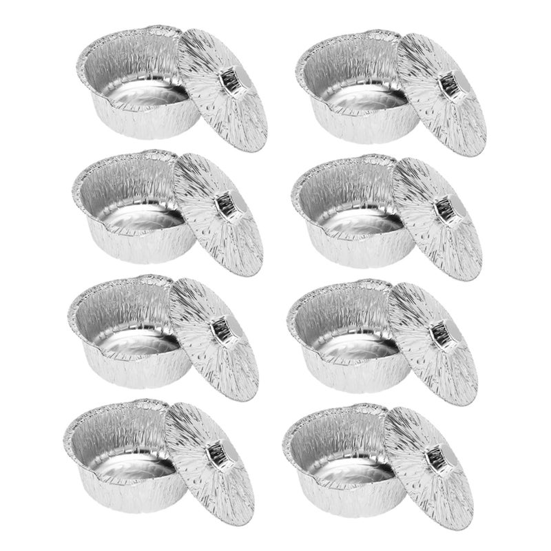 8 Pcs Aluminum Foil Pans With Lids Reusable Portable Cookware For Camping Baking Cooking - Image 2