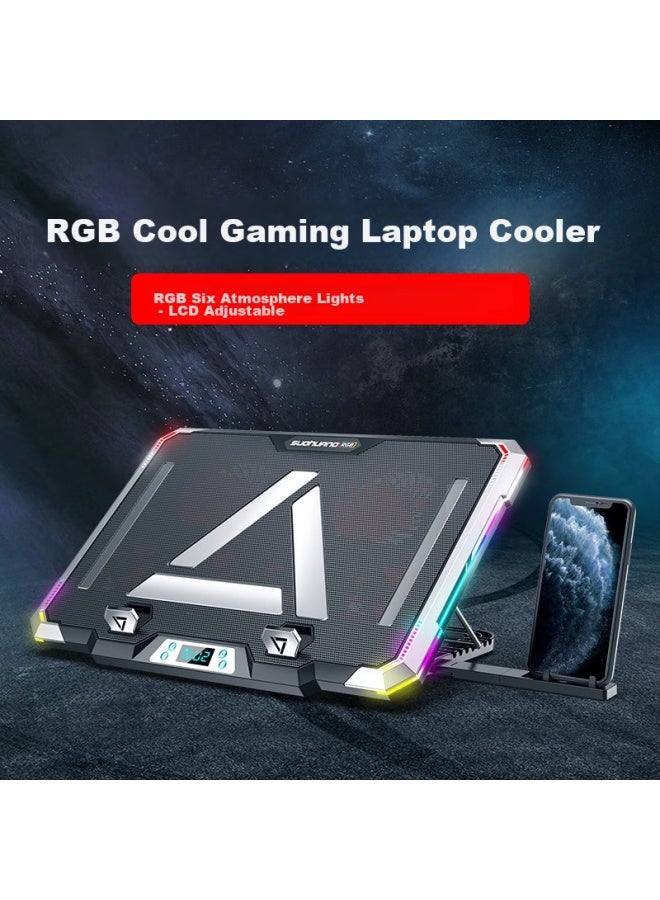 Suohuang Ssrq-073s9 Adjustable Speed Display Laptop Cooling Pad, Computer Exhaust Fan Stand, Gaming Laptop Cooling Mat, Rgb Lighting - Image 2