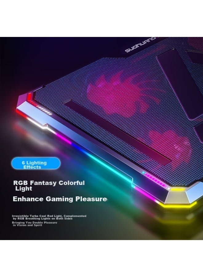 Suohuang Ssrq-073s9 Adjustable Speed Display Laptop Cooling Pad, Computer Exhaust Fan Stand, Gaming Laptop Cooling Mat, Rgb Lighting - Image 3